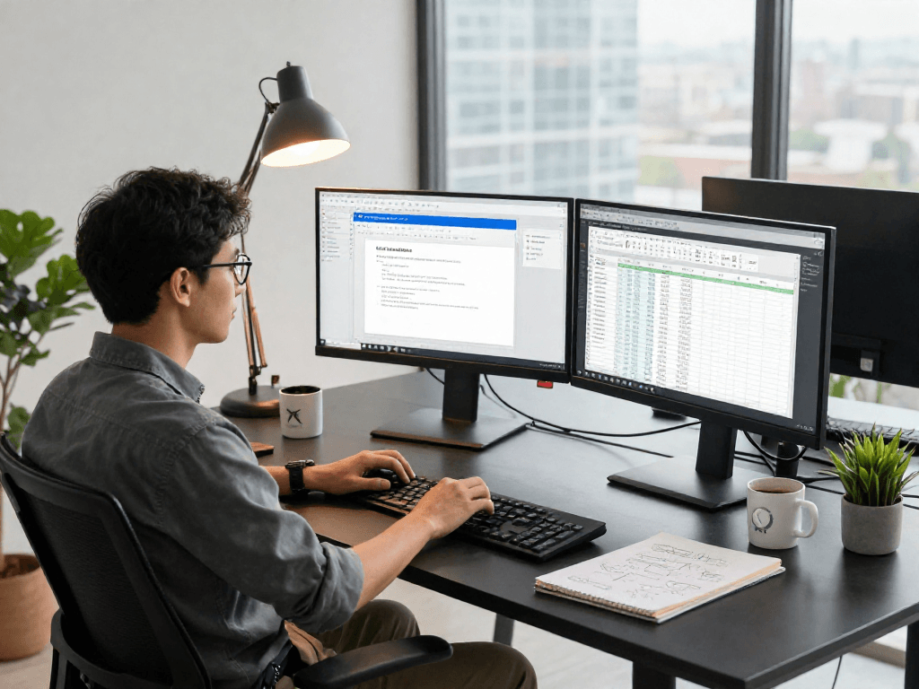 在现代工作环境中,软件工程师使用WPS Office下载编辑文档和表格,专注的工作氛围