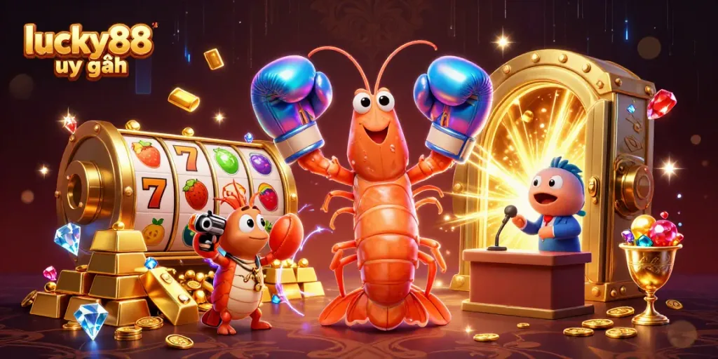 Engage in thrilling experiences with lucky88 uy tín, featuring dynamic symbols of casino slots and treasures.