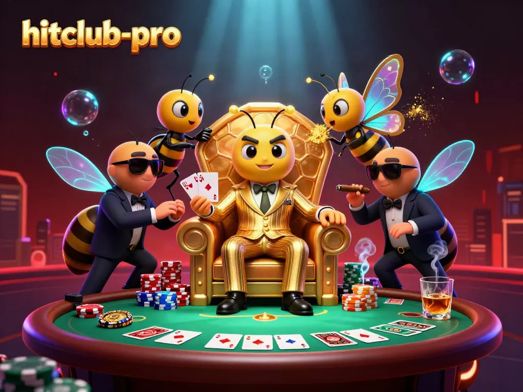 hitclub-pro casino scene featuring a bumblebee mob boss and poker elements creating a lively atmosphere