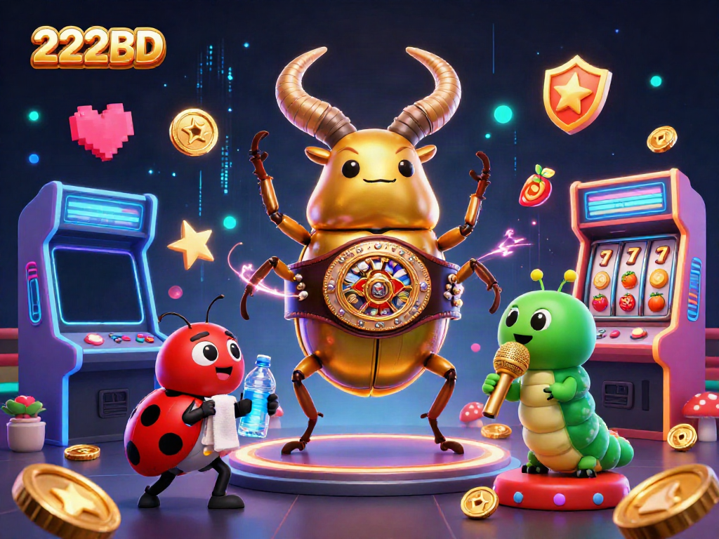 Engage in thrilling 222BD gaming adventures with a vibrant casino-themed illustration.
