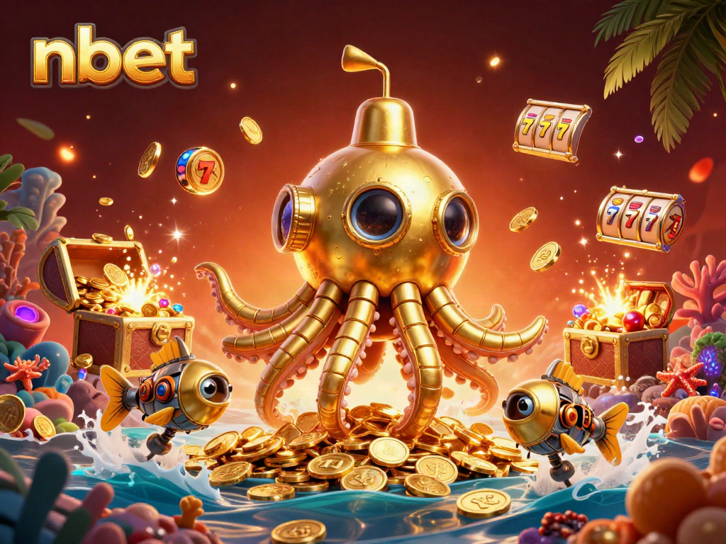 Experience the excitement of nbet as the golden kraken submarine explores a treasure-filled sea.