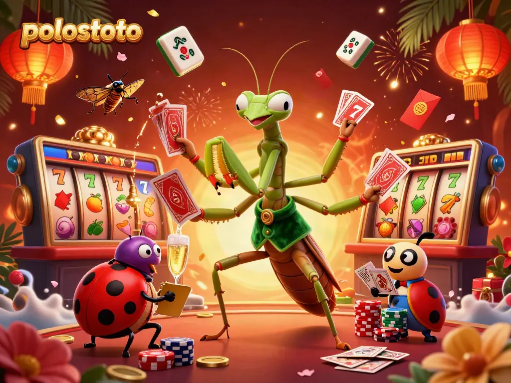 Engage in exciting slots gameplay with Polostoto's vibrant casino scene featuring dynamic characters.