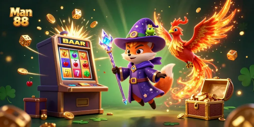 Experience the excitement of Man 88 with this vibrant casino adventure featuring dynamic 3D characters.