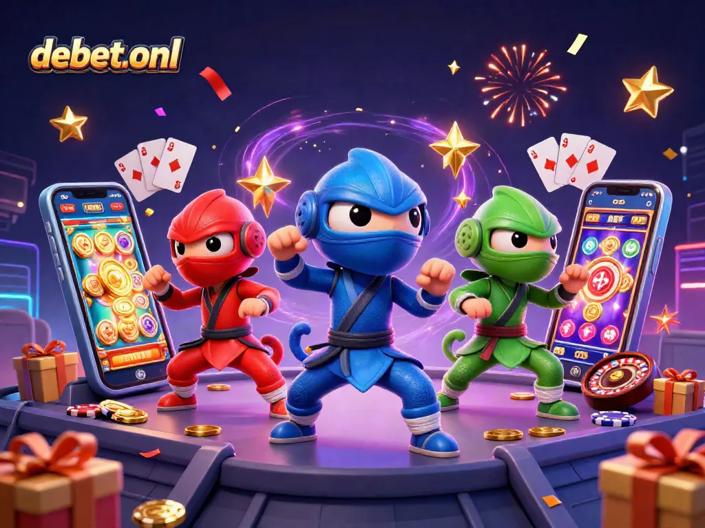Experience exciting gameplay with debet-onl's ninja chameleon team amidst thrilling casino elements.