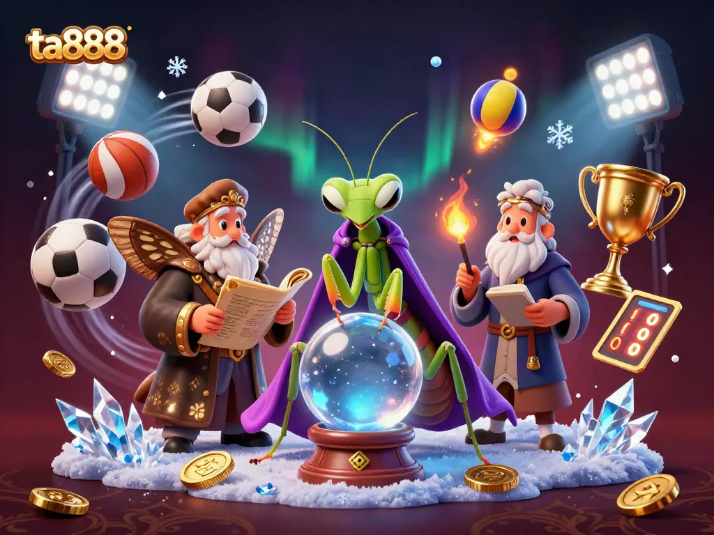 Experience the enchanting world of ta888 with a mystical fortune teller and wise moth librarian in a dynamic casino scene.