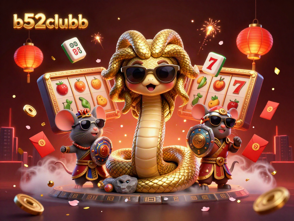 Win at b52clubb with lively casino elements, including mythical characters and vibrant game features.