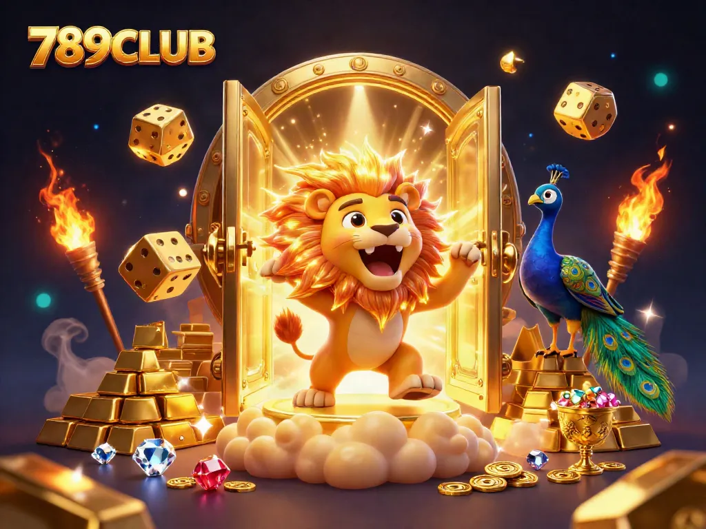 Engage with 789CLUB's thrilling casino experience in a vibrant 3D fantasy scene full of treasures.