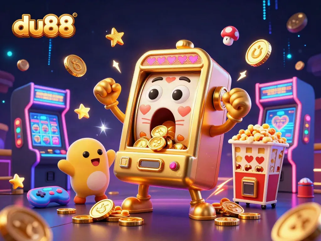 du88 jackpot excitement with golden slot machine and cheerful baby machines