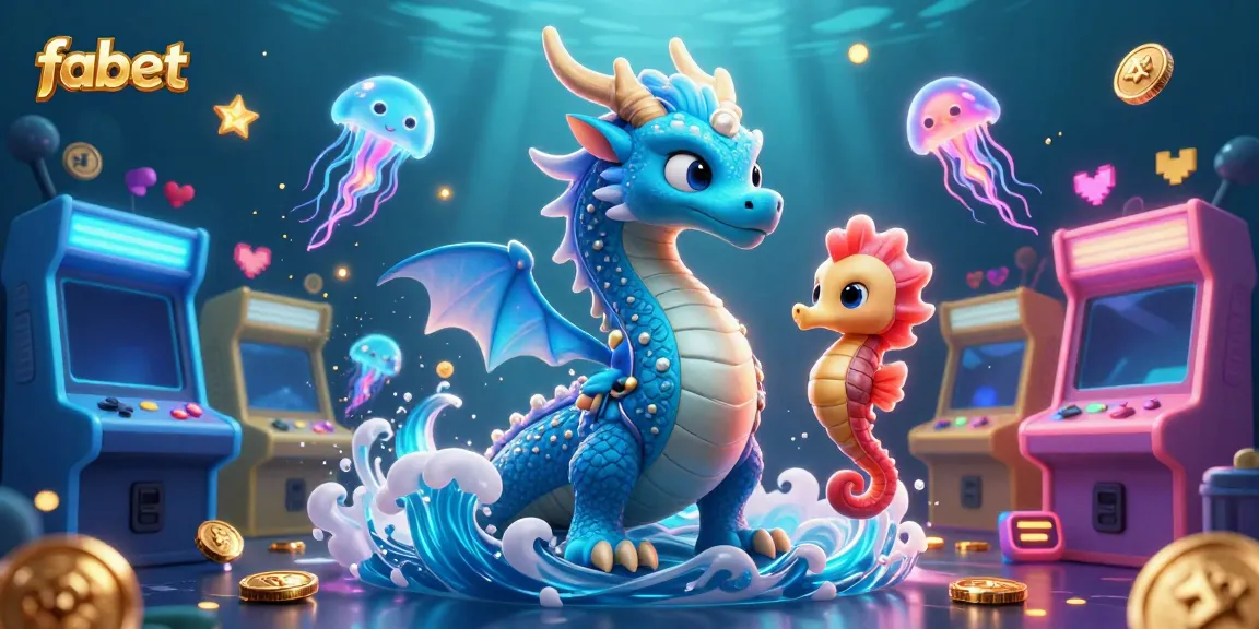 Experience the excitement of fabet with an interactive scene of a water dragon and casino elements.