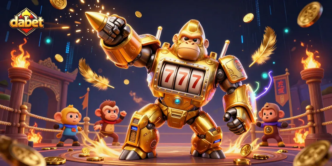Unleash luck and excitement with dabet's golden gorilla mech and dazzling casino elements.