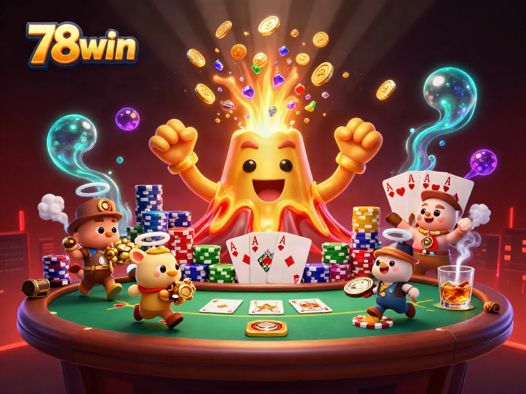 Experience thrilling wins with 78win in a vibrant casino scene filled with treasures.