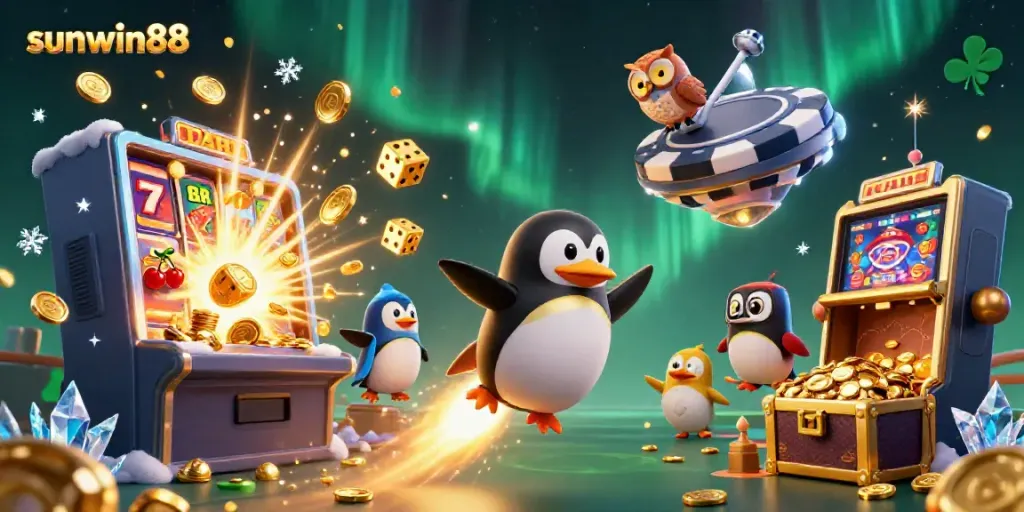 Experience the thrilling gameplay of sunwin88 with a vibrant casino scene showcasing dynamic characters and exciting game elements.