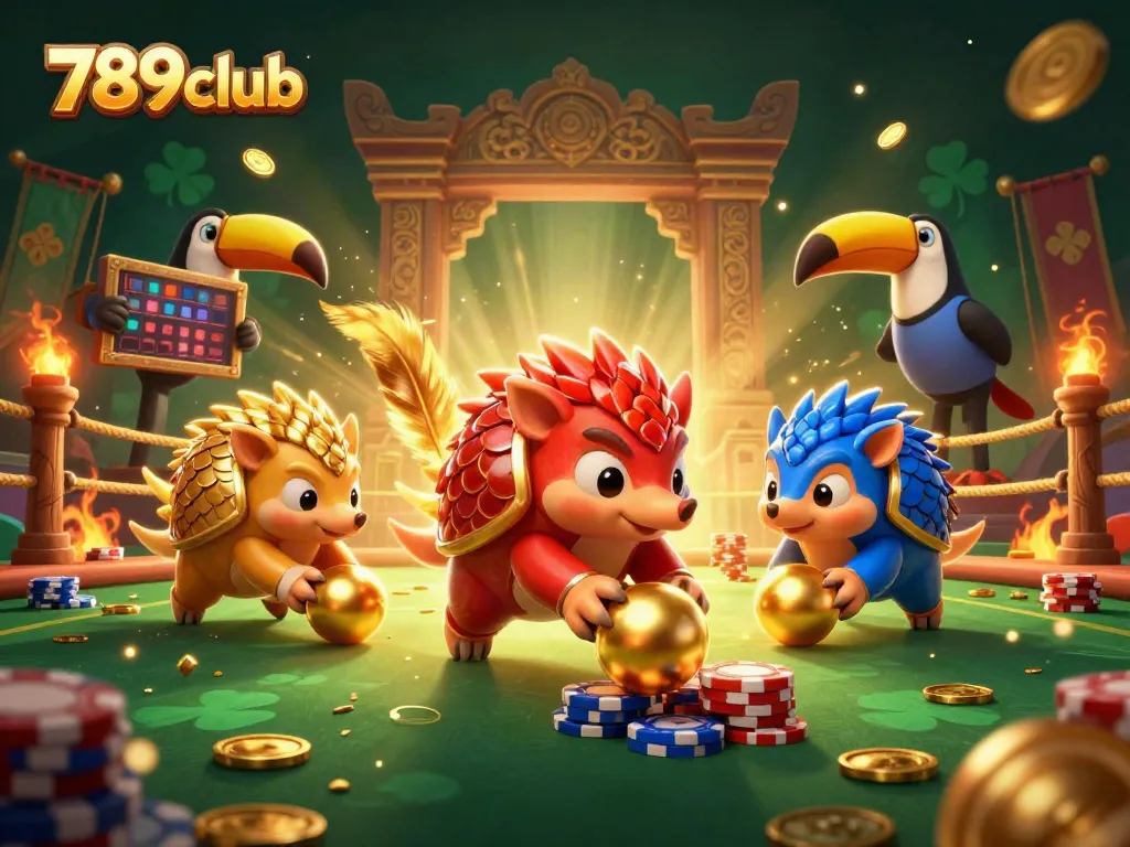 Experience thrilling gameplay at 789club as pangolins compete in a vibrant casino setting.
