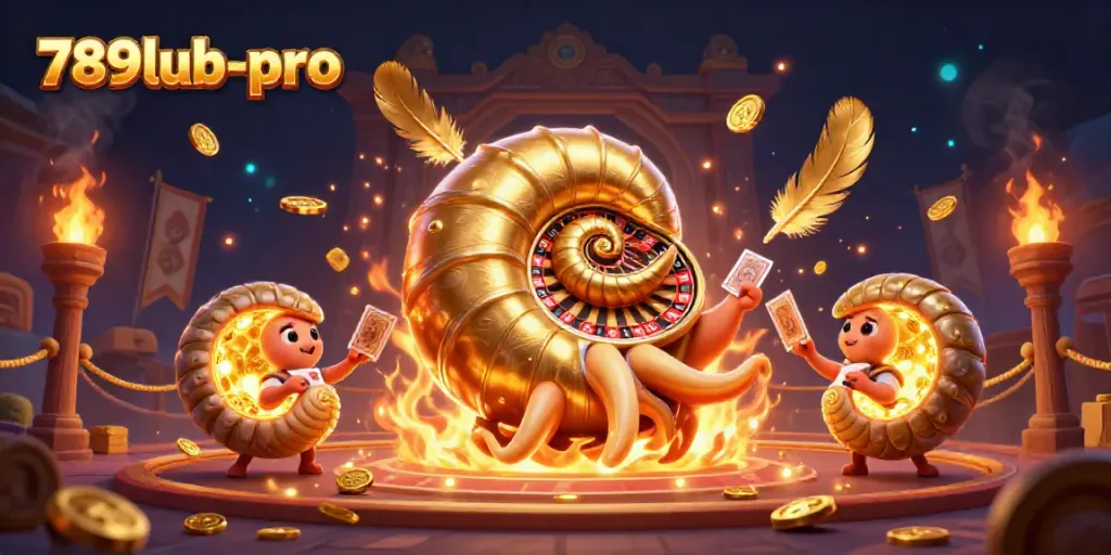 Engage in immersive gameplay with 789lub-pro's vibrant casino scene featuring a giant nautilus and glowing elements.